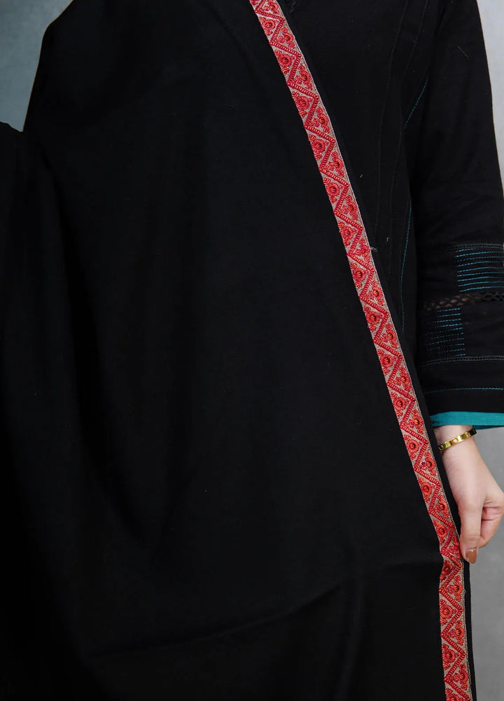 Sanaulla Exclusive Range Pashmina Shawl KPS D-59 Black - Winter Collection