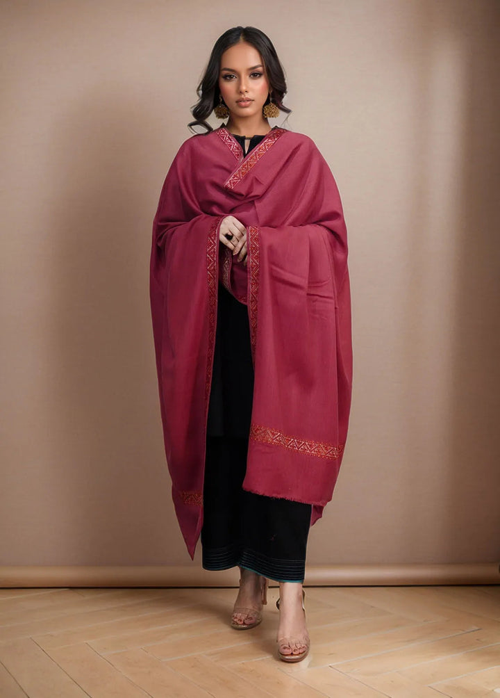 Sanaulla Exclusive Range Pashmina Shawl KPS D-59 Dark Pink - Winter Collection