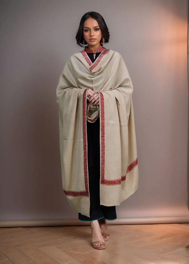 Sanaulla Exclusive Range Pashmina Shawl KPS D-59 Fawn - Winter Collection
