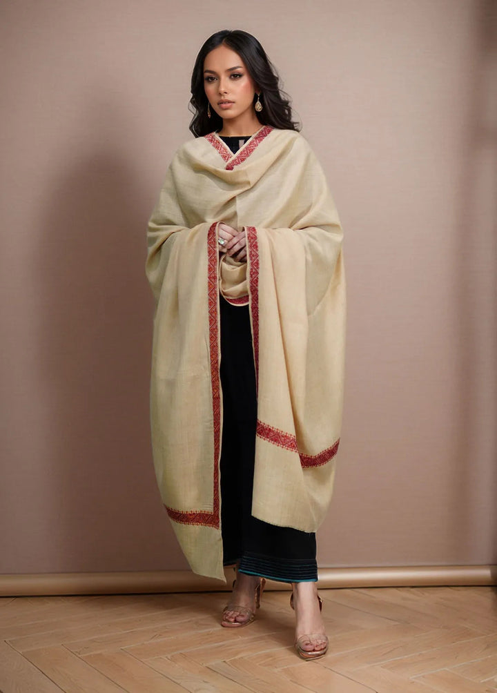 Sanaulla Exclusive Range Pashmina Shawl KPS D-59 Light Brown - Winter Collection