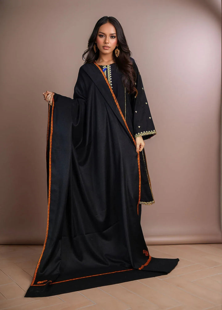 Sanaulla Exclusive Range Pashmina Shawl KPS D-62 Black 4 - Winter Collection