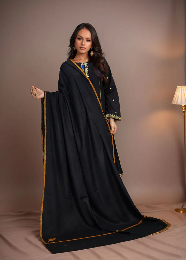 Sanaulla Exclusive Range Pashmina Shawl KPS D-62 Black - Winter Collection