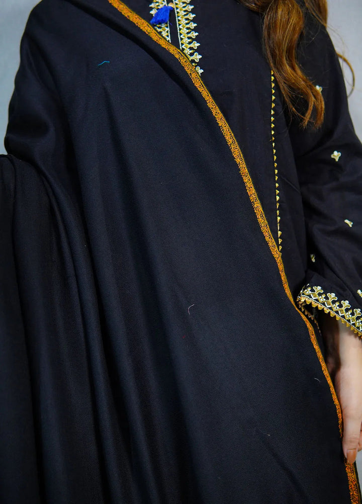 Sanaulla Exclusive Range Pashmina Shawl KPS D-62 Black - Winter Collection