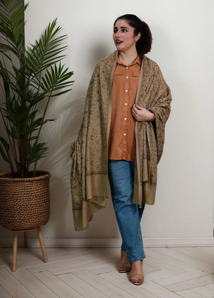 Sanaulla Exclusive Range Pashmina Shawl KPS D-67 Brown 3 - Winter Collection