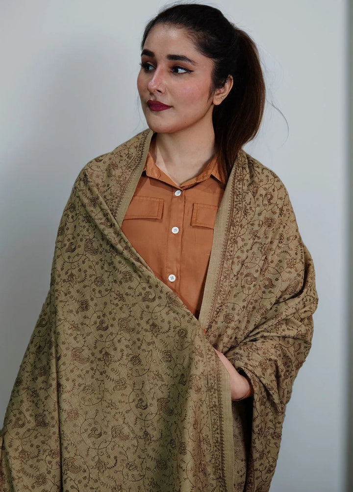 Sanaulla Exclusive Range Pashmina Shawl KPS D-67 Brown 3 - Winter Collection