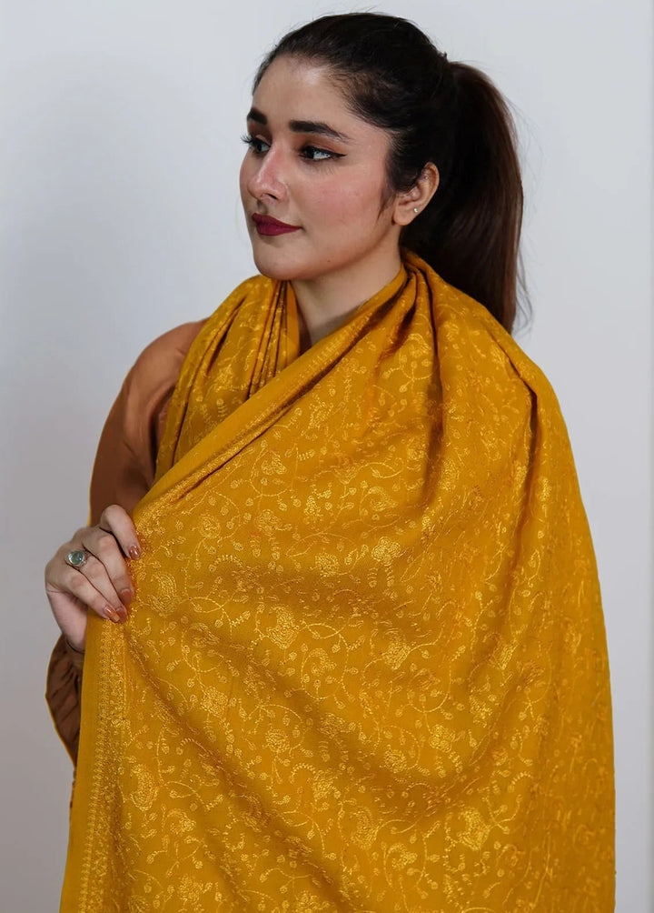 Sanaulla Exclusive Range Pashmina Shawl KPS D-67 Yellow - Winter Collection