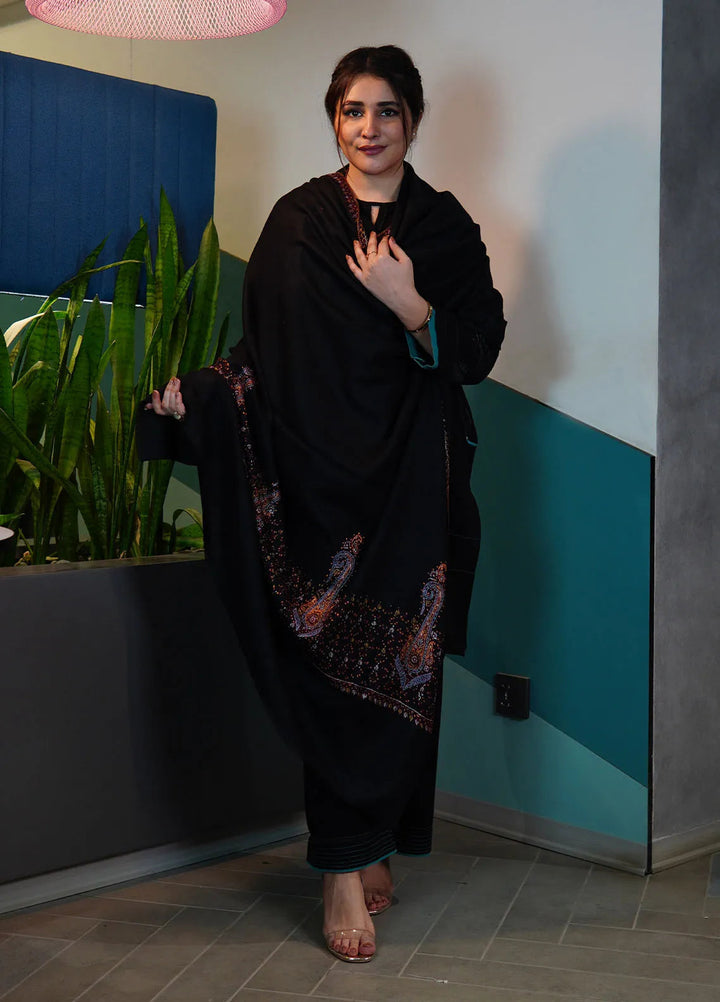 Sanaulla Exclusive Range Pashmina Shawl KPS D-86 Black - Winter Collection
