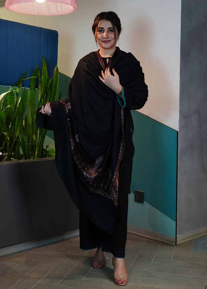 Sanaulla Exclusive Range Pashmina Shawl KPS D-86 Black - Winter Collection