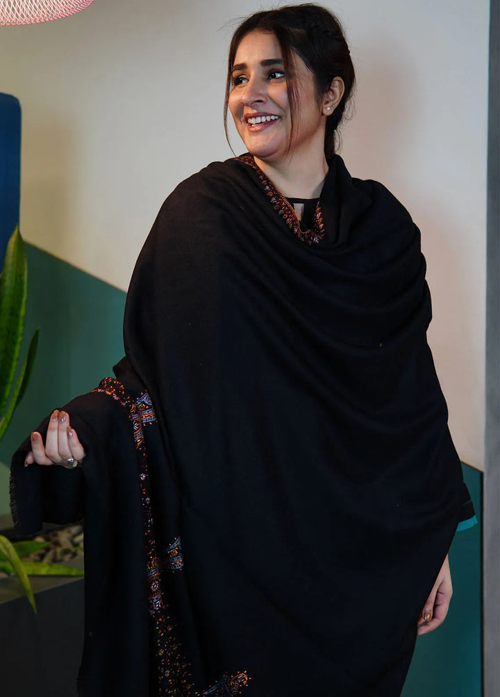 Sanaulla Exclusive Range Pashmina Shawl KPS D-86 Black - Winter Collection