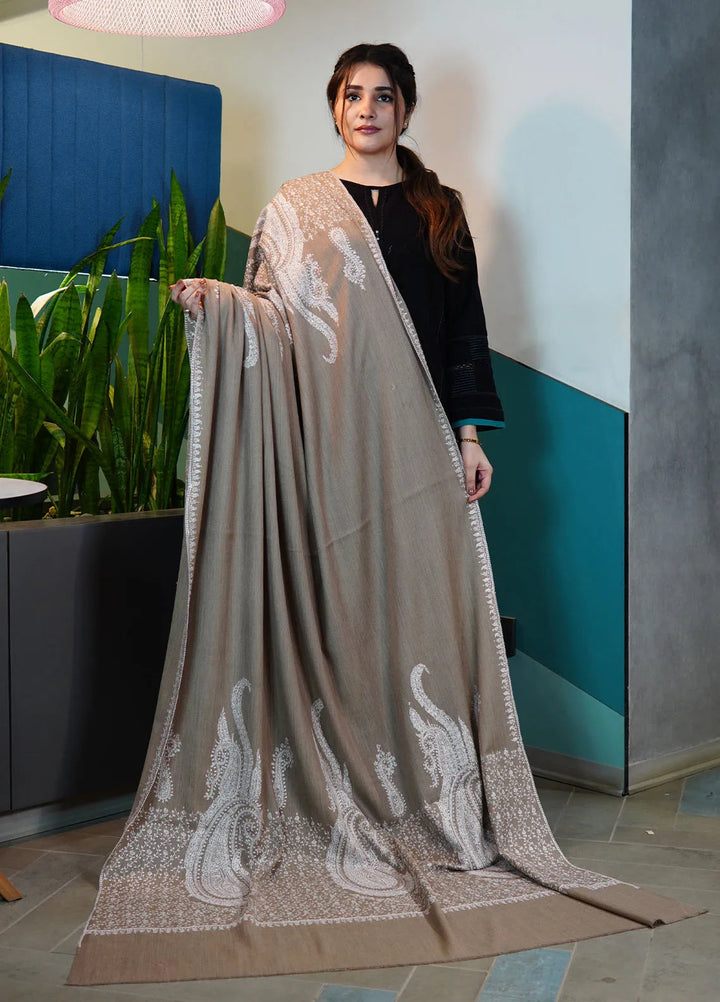 Sanaulla Exclusive Range Pashmina Shawl KPS D-86 Grey - Winter Collection