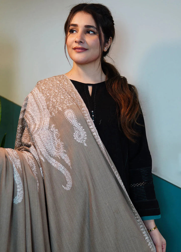 Sanaulla Exclusive Range Pashmina Shawl KPS D-86 Grey - Winter Collection
