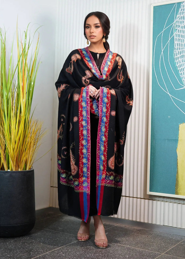 Sanaulla Exclusive Range Pashmina Shawl KPS D-89 Black - Winter Collection