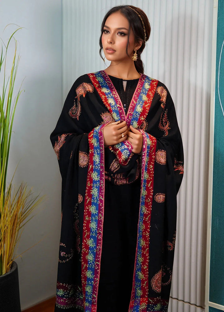 Sanaulla Exclusive Range Pashmina Shawl KPS D-89 Black - Winter Collection