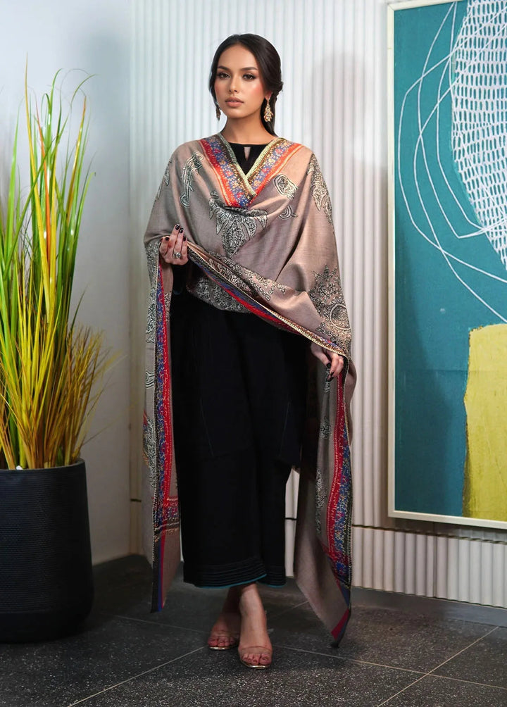 Sanaulla Exclusive Range Pashmina Shawl KPS D-89 Light Brown - Winter Collection