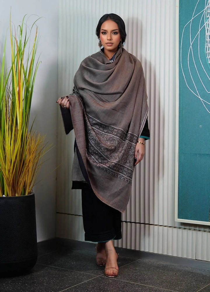 Sanaulla Exclusive Range Pashmina Shawl KPS D-93 Brown - Winter Collection