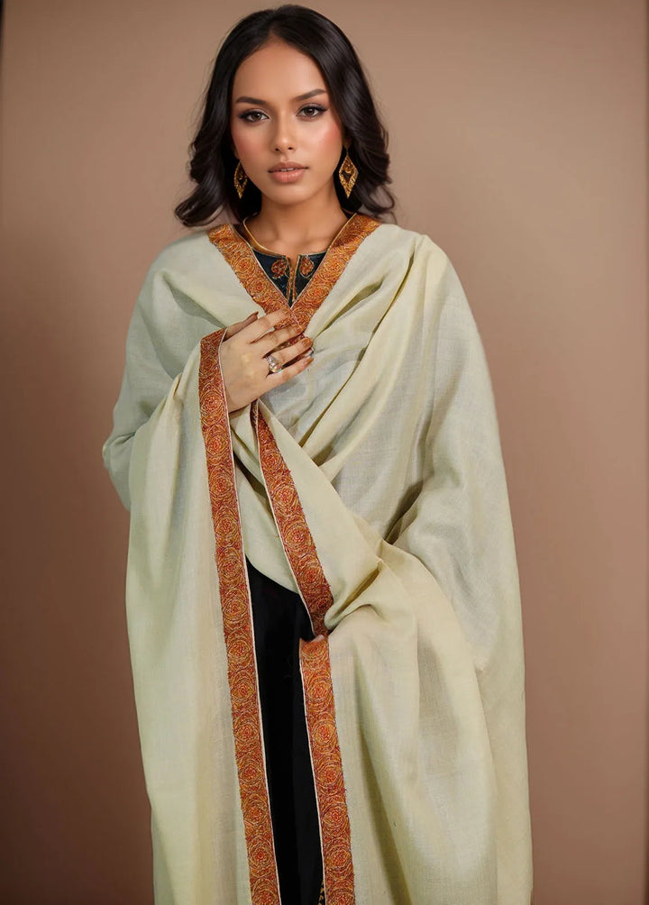 Sanaulla Exclusive Range Pashmina Shawl MAMA D-11 Beige 1 - Winter Collection