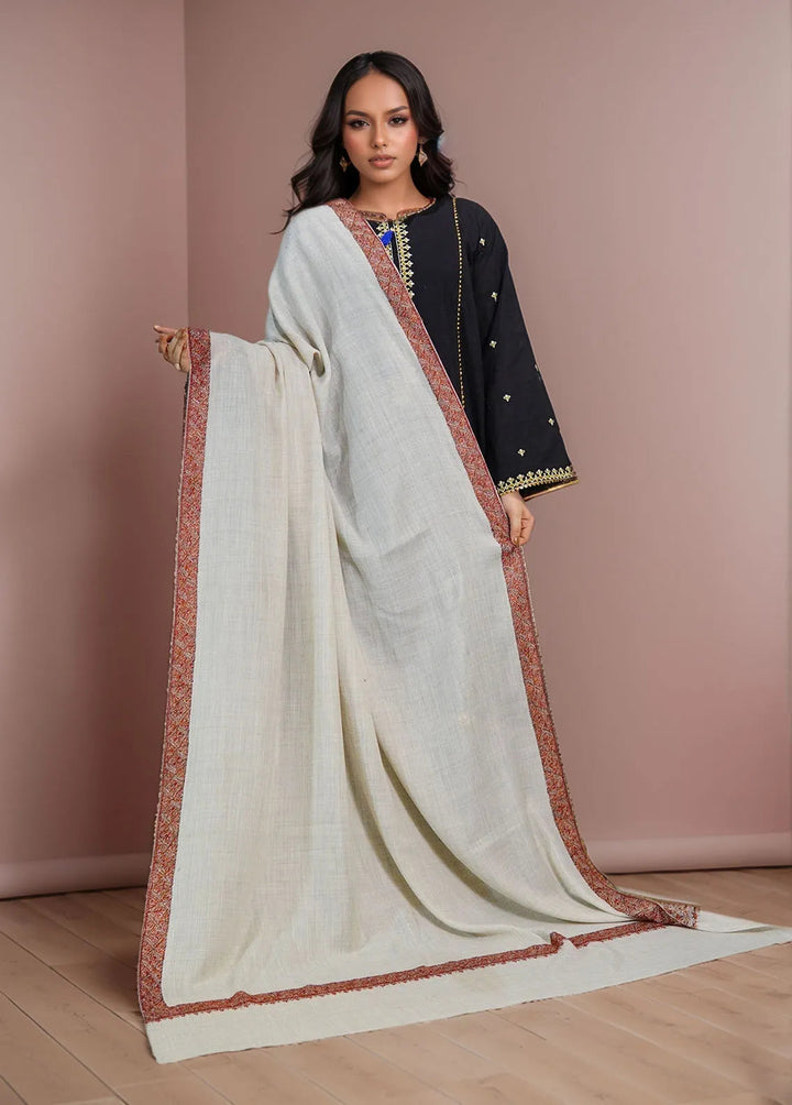 Sanaulla Exclusive Range Pashmina Shawl MAMA D-14 Light Grey - Winter Collection