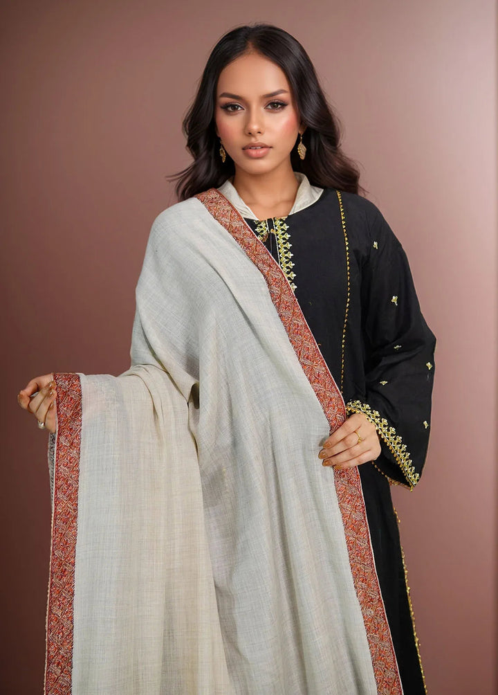 Sanaulla Exclusive Range Pashmina Shawl MAMA D-14 Light Grey - Winter Collection
