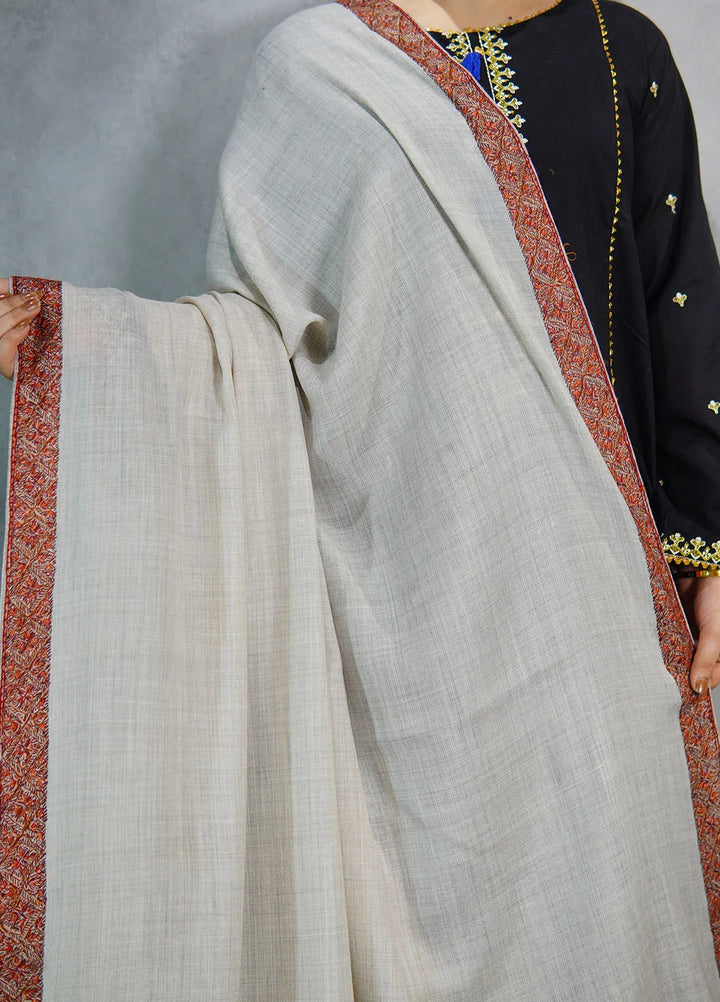 Sanaulla Exclusive Range Pashmina Shawl MAMA D-14 Light Grey - Winter Collection