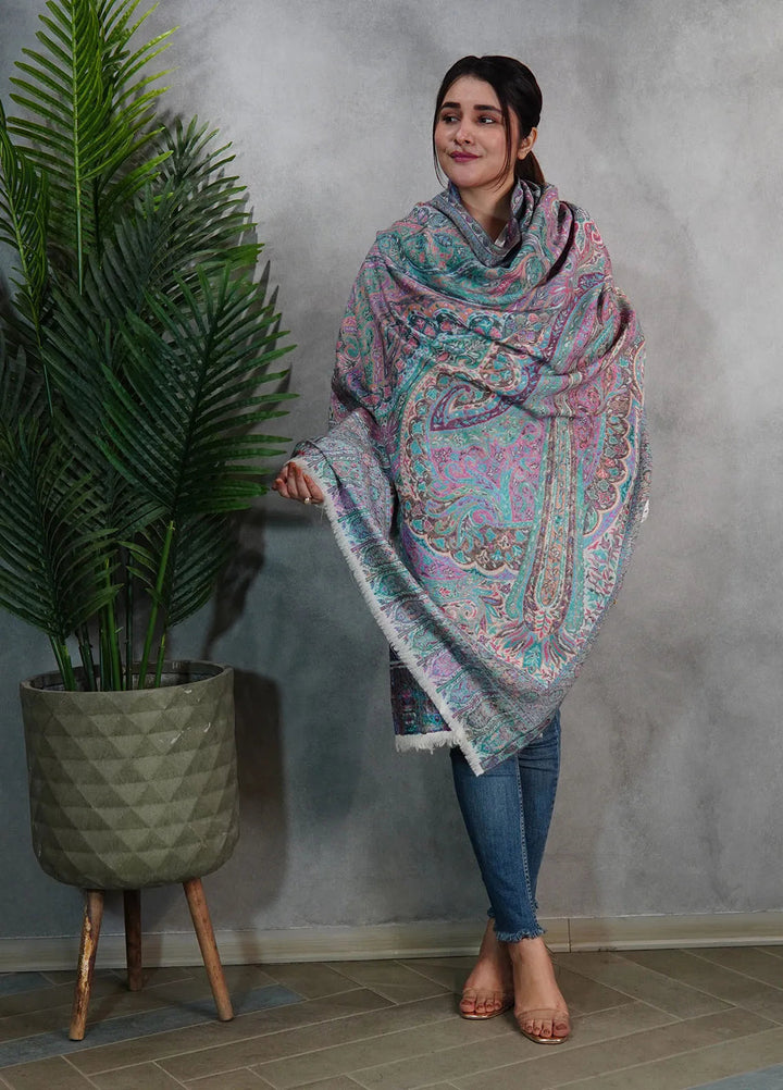 Sanaulla Exclusive Range Pashmina Shawl Mama D-14 Multi 02 - Winter Collection