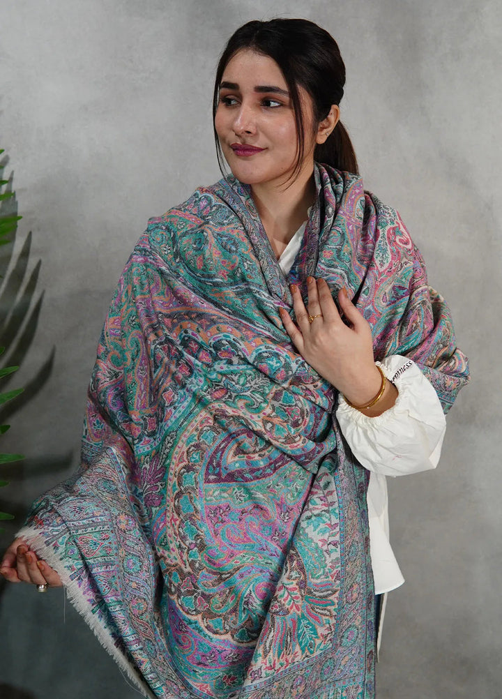 Sanaulla Exclusive Range Pashmina Shawl Mama D-14 Multi 02 - Winter Collection