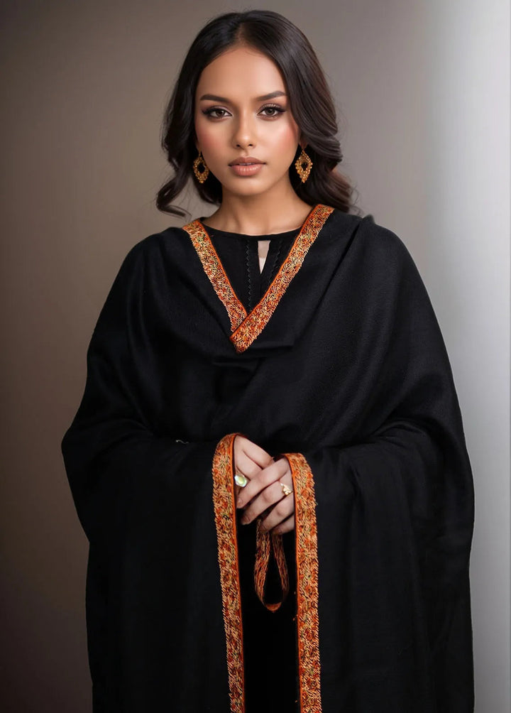 Sanaulla Exclusive Range Pashmina Shawl MAMA D-15 Black 1 - Winter Collection