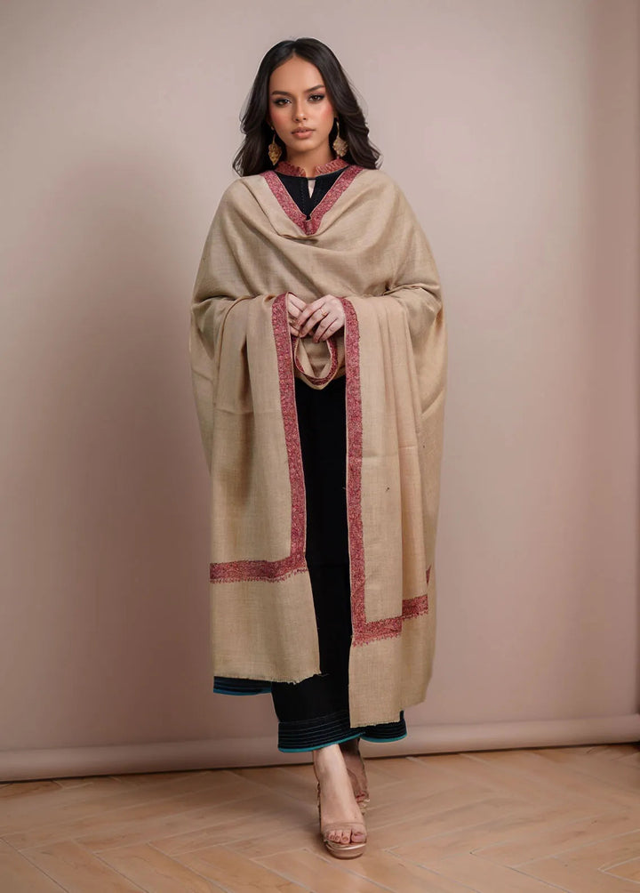 Sanaulla Exclusive Range Pashmina Shawl MAMA D-15 Brown - Winter Collection