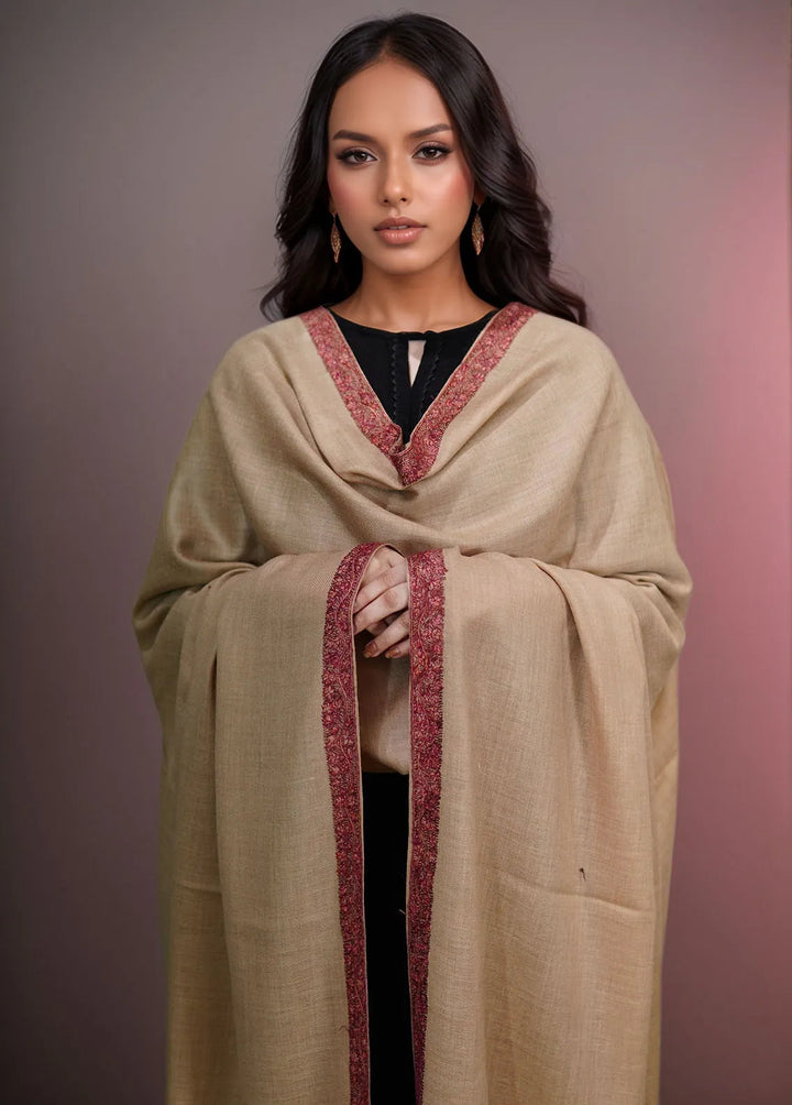 Sanaulla Exclusive Range Pashmina Shawl MAMA D-15 Brown - Winter Collection