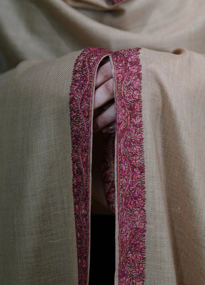 Sanaulla Exclusive Range Pashmina Shawl MAMA D-15 Brown - Winter Collection