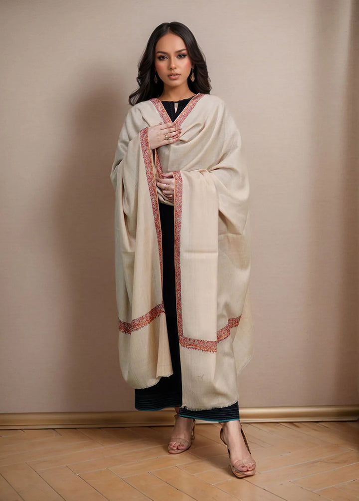 Sanaulla Exclusive Range Pashmina Shawl MAMA D-15 Fawn 2 - Winter Collection