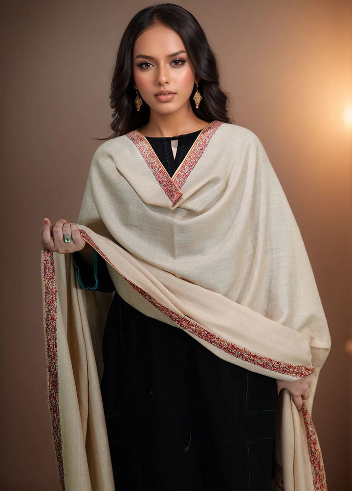 Sanaulla Exclusive Range Pashmina Shawl MAMA D-15 Fawn 2 - Winter Collection