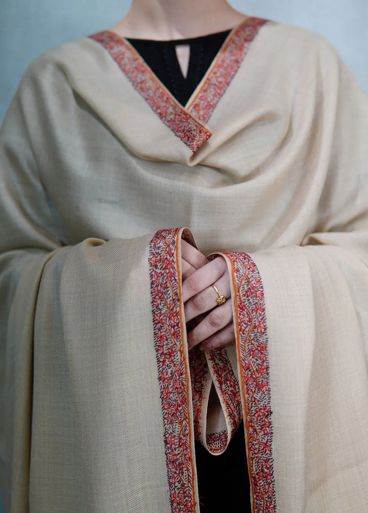 Sanaulla Exclusive Range Pashmina Shawl MAMA D-15 Fawn 2 - Winter Collection