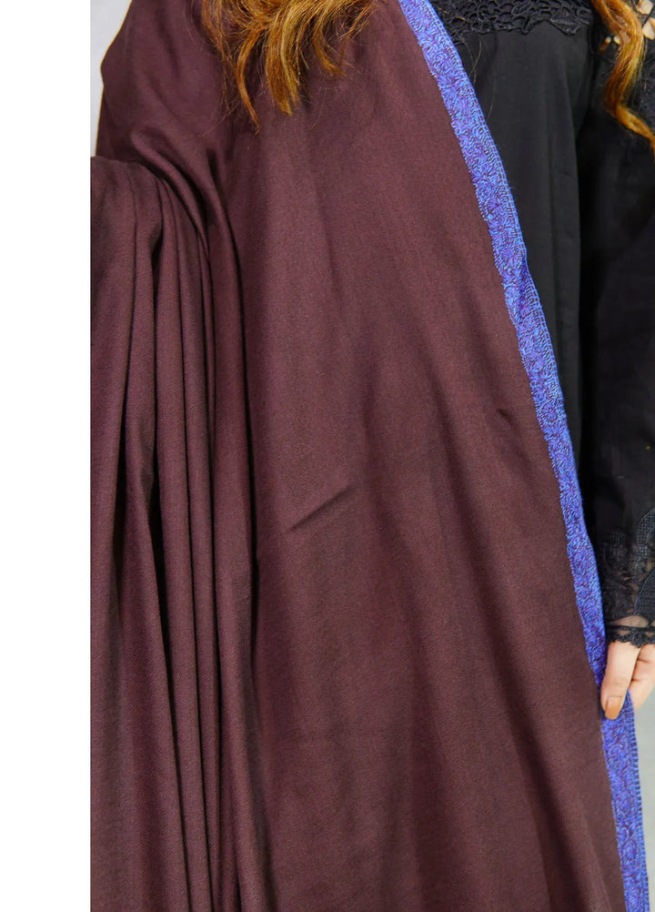 Sanaulla Exclusive Range Pashmina Shawl MAMA D-2 Dark Brown - Winter Collection
