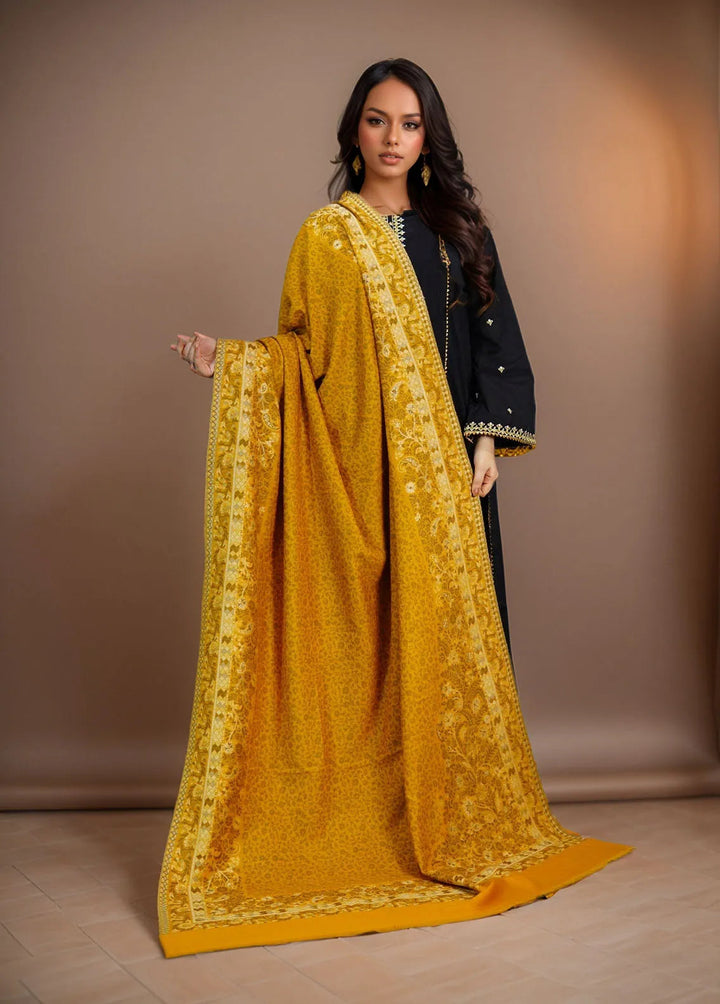 Sanaulla Exclusive Range Pashmina Shawl MAMA D-24 Yellow - Winter Collection