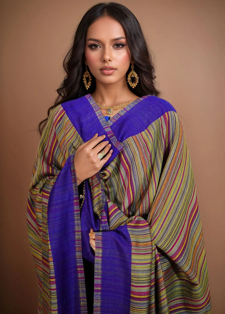 Sanaulla Exclusive Range Pashmina Shawl MAMA D-29 Blue - Winter Collection