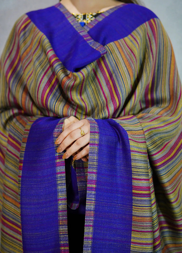 Sanaulla Exclusive Range Pashmina Shawl MAMA D-29 Blue - Winter Collection