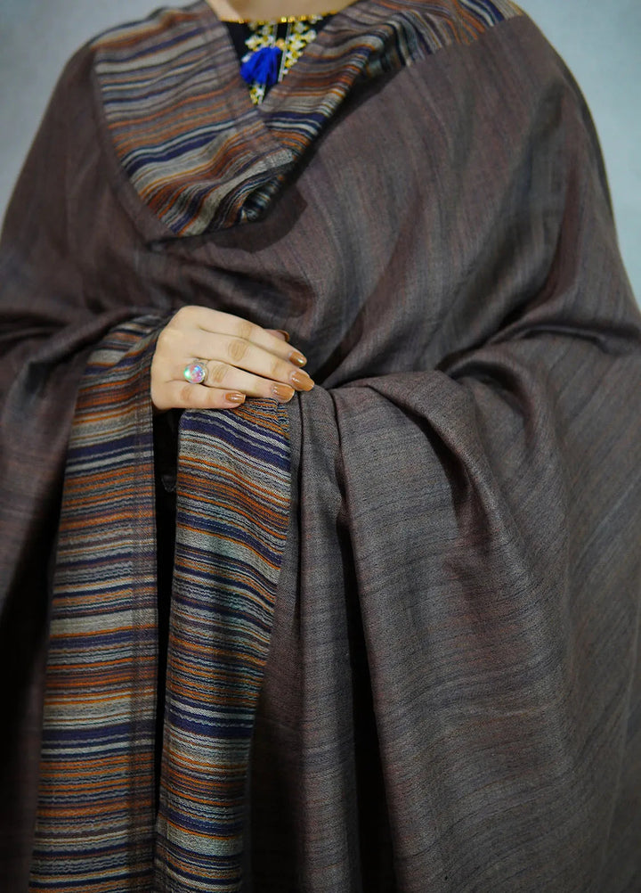 Sanaulla Exclusive Range Pashmina Shawl MAMA D-29 Dark Brown - Winter Collection