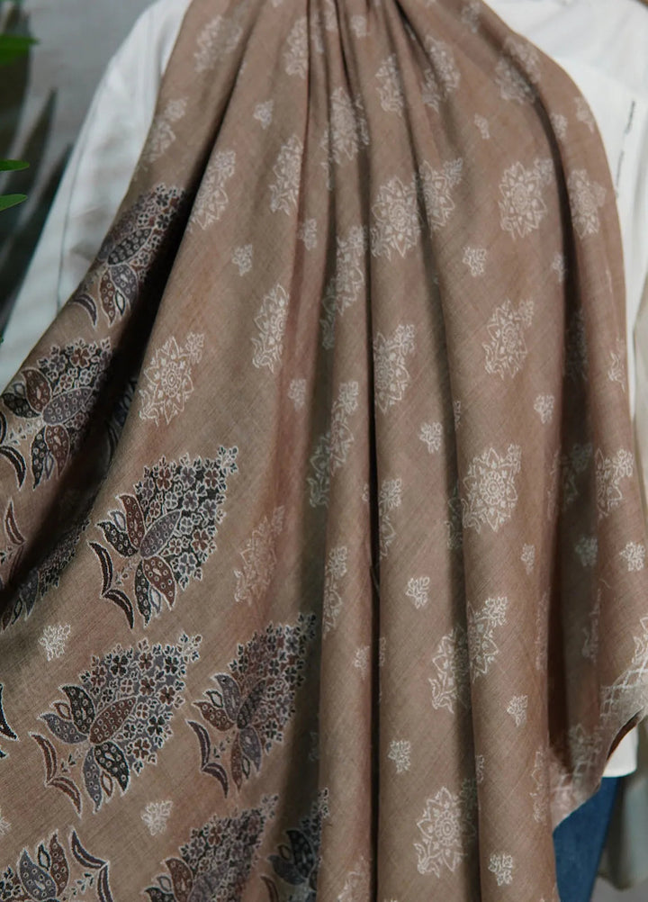 Sanaulla Exclusive Range Pashmina Shawl MAMA D-3 Brown - Winter Collection