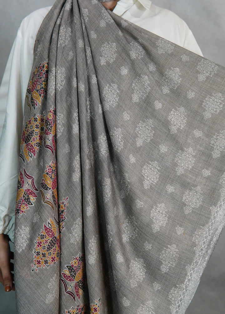 Sanaulla Exclusive Range Pashmina Shawl MAMA D-3 Grey - Winter Collection