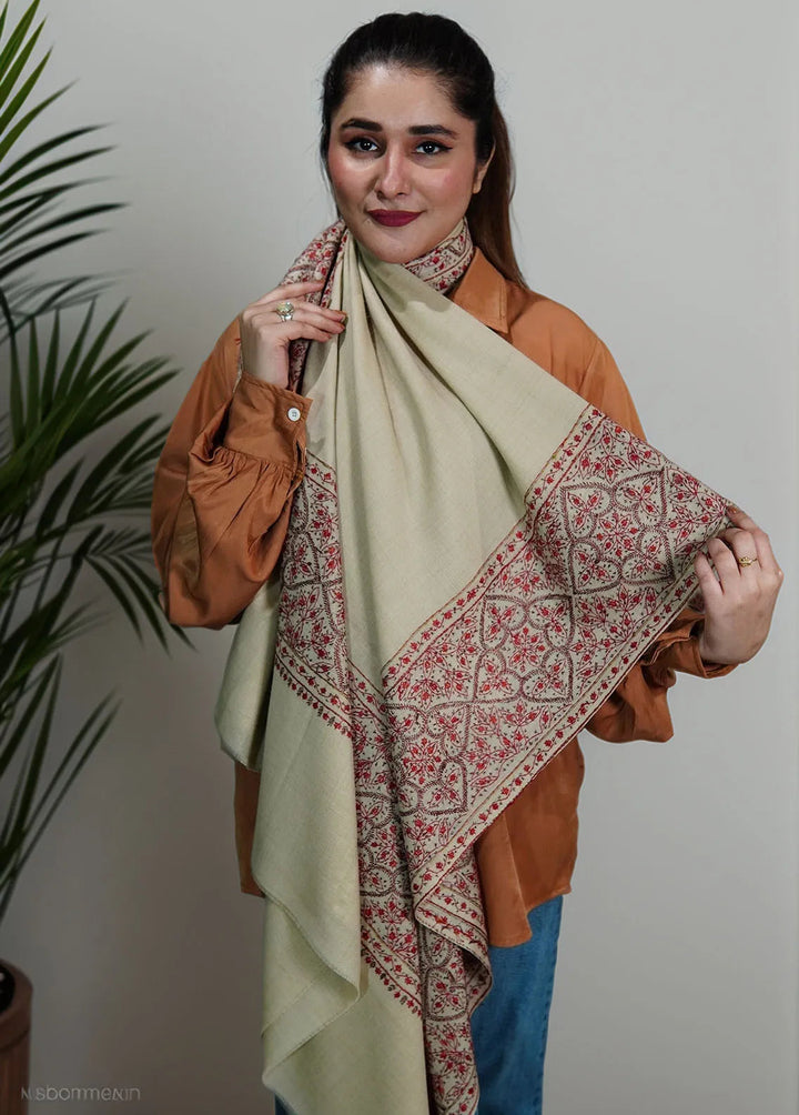 Sanaulla Exclusive Range Pashmina Shawl MAMA D-5 Fawn - Winter Collection