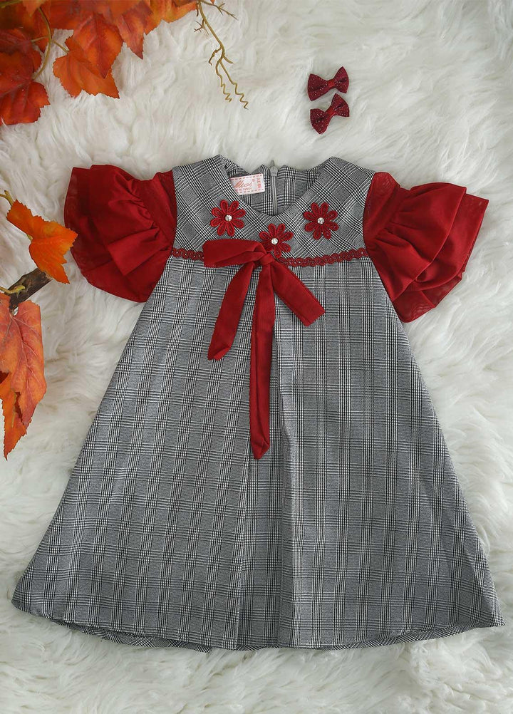 Sanaulla Exclusive Range Cotton Casual Girls Tops -  21207 Grey Red