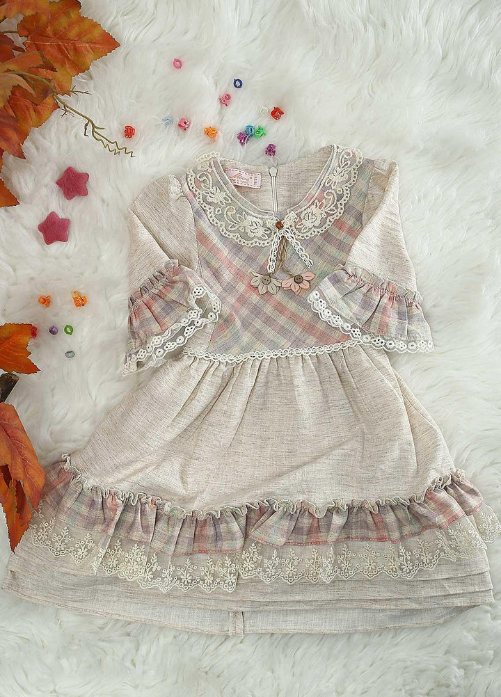 Sanaulla Exclusive Range Cotton Casual Frocks for Girls -  21219 Fawn-Pink