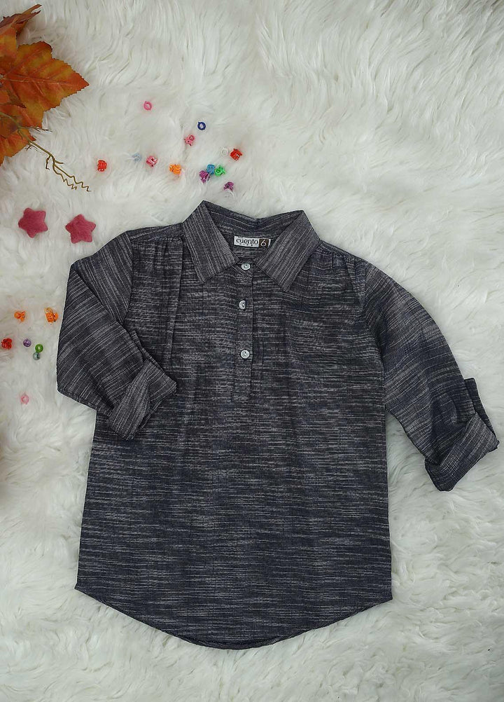 Sanaulla Exclusive Range Crepe Casual Girls Shirts -  405 D-Grey