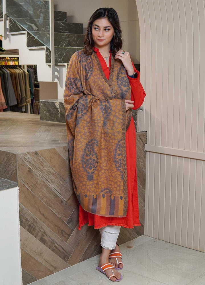 Sanaulla Exclusive Range  Pashmina  Shawls MAMA-12 Mustard-1 - Pashmina Shawls