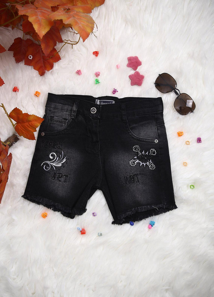 Sanaulla Exclusive Range Jeans Casual Girls Shorts -  2140 Black