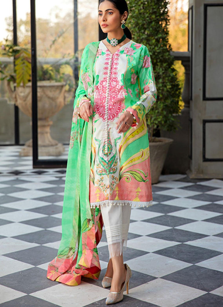 Sanaya Embroidered Lawn Suits Unstitched 3 Piece SNY21L Suhaye - Luxury Collection