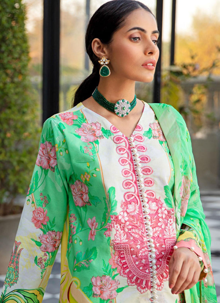 Sanaya Embroidered Lawn Suits Unstitched 3 Piece SNY21L Suhaye - Luxury Collection