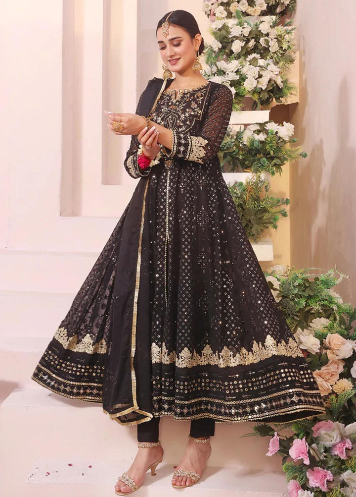 Al Harir Apparel Pret Embroidered Chiffon 3 Piece Suit Black