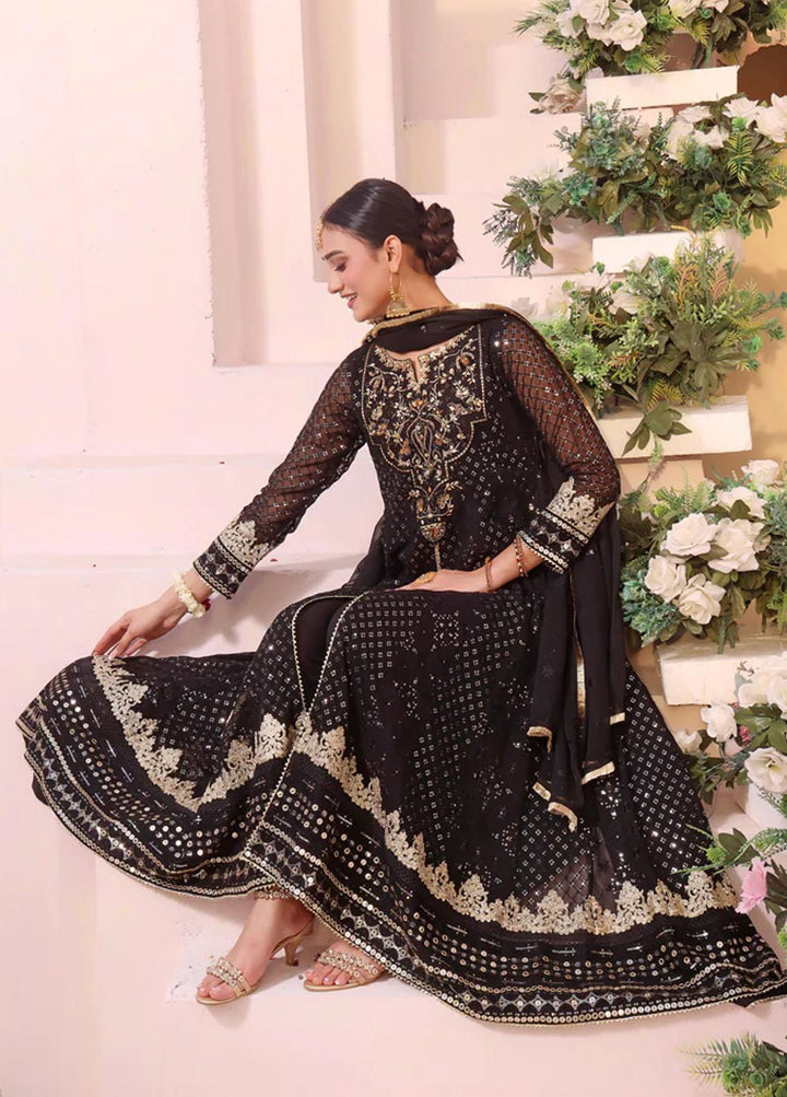 Al Harir Apparel Pret Embroidered Chiffon 3 Piece Suit Black
