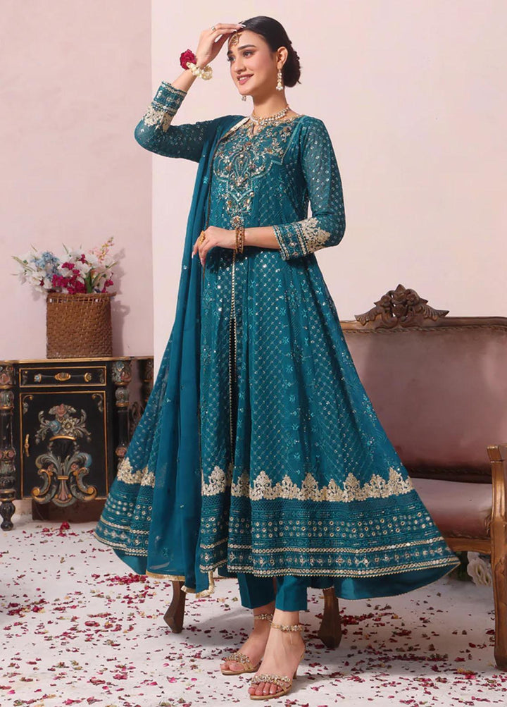 Al Harir Apparel Pret Embroidered Chiffon 3 Piece Suit Peacock